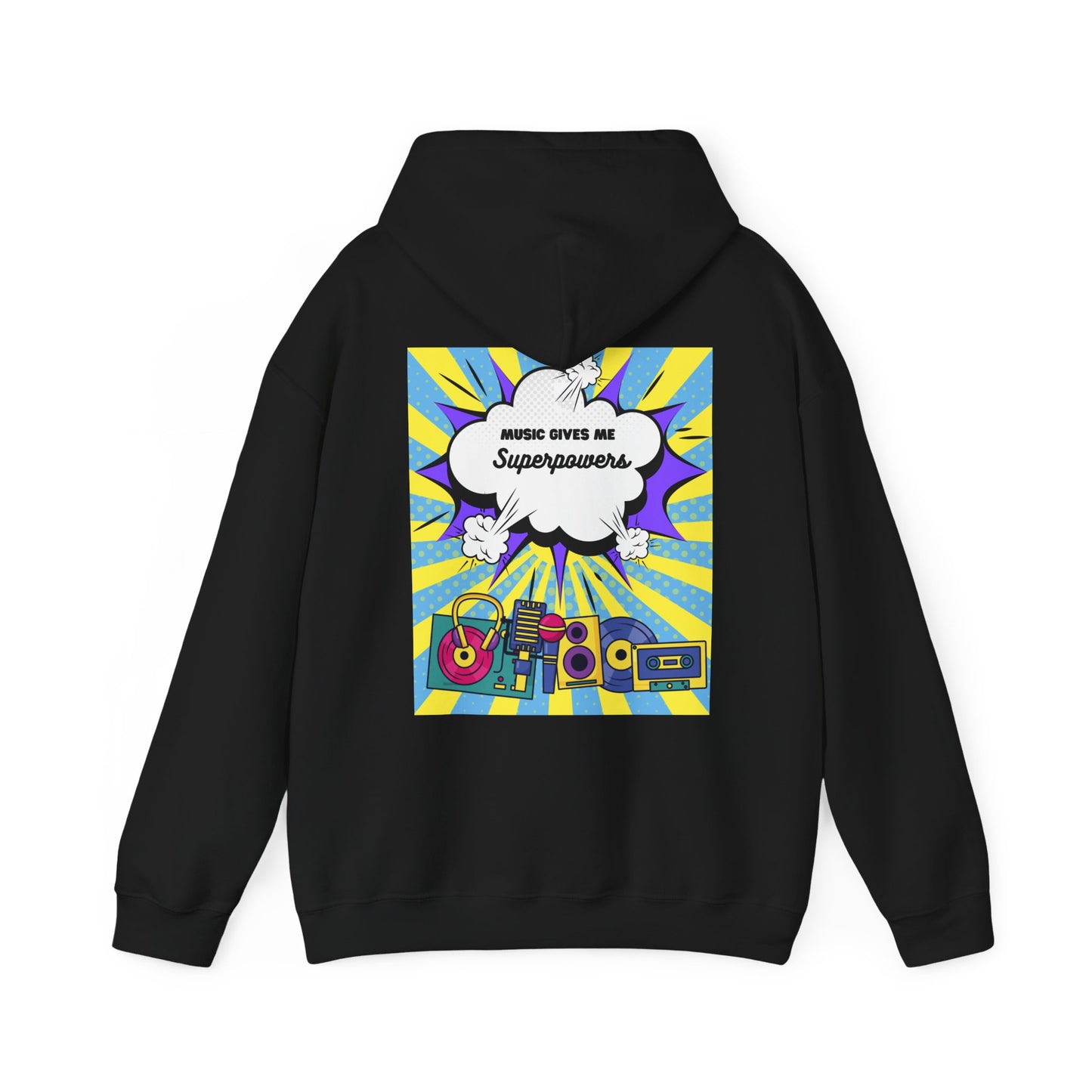 Unisex "Music Gives Me Superpowers" Heavy Blend Hoodie - Bold & Comfortable