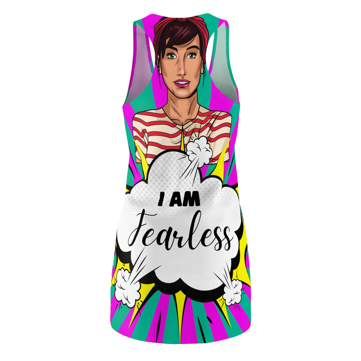 Women's "I Am Fearless" Cut & Sew Racerback Dress - Bold, Stylish & Empowering