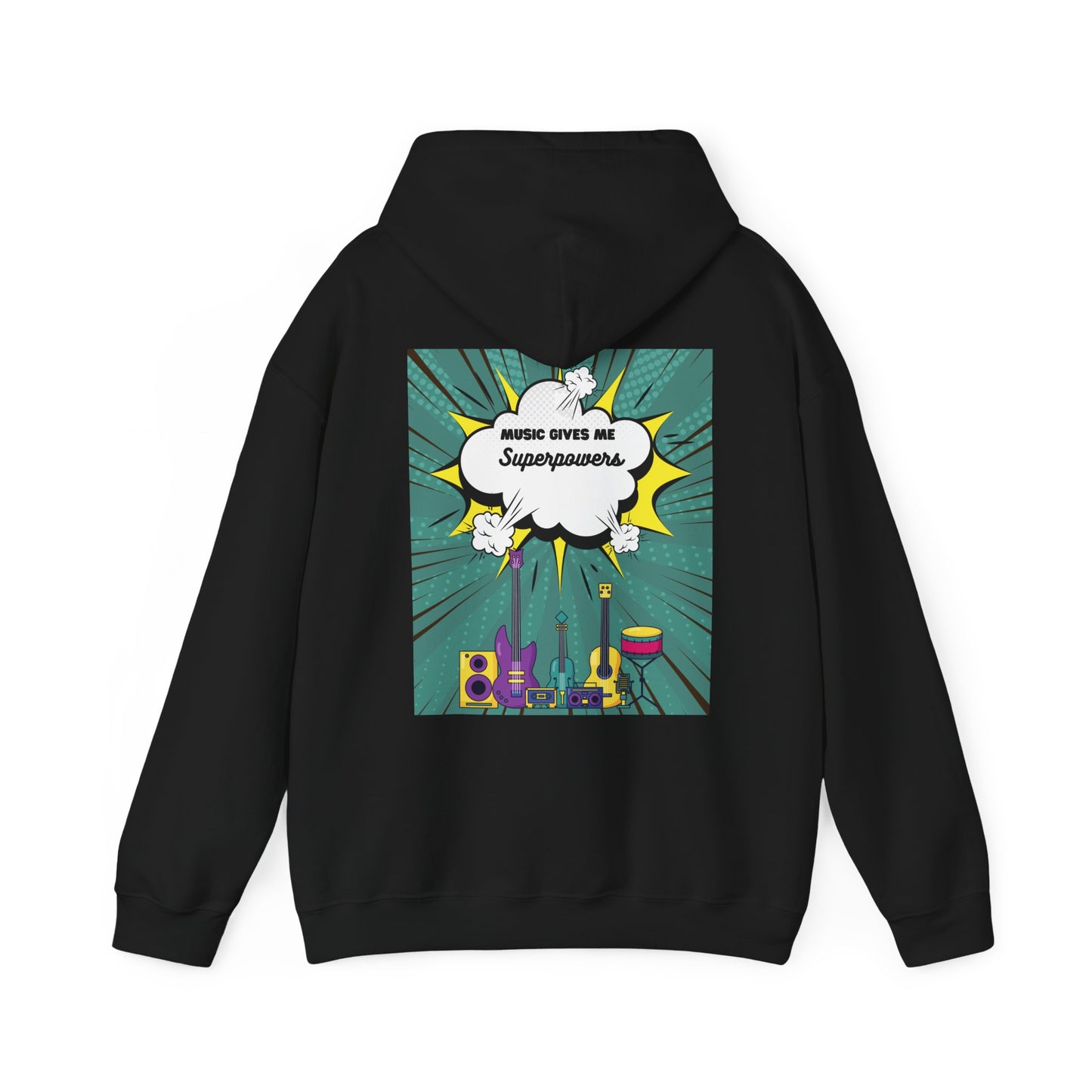 Unisex "Music Gives Me Superpowers" Heavy Blend Hoodie - Bold & Comfortable