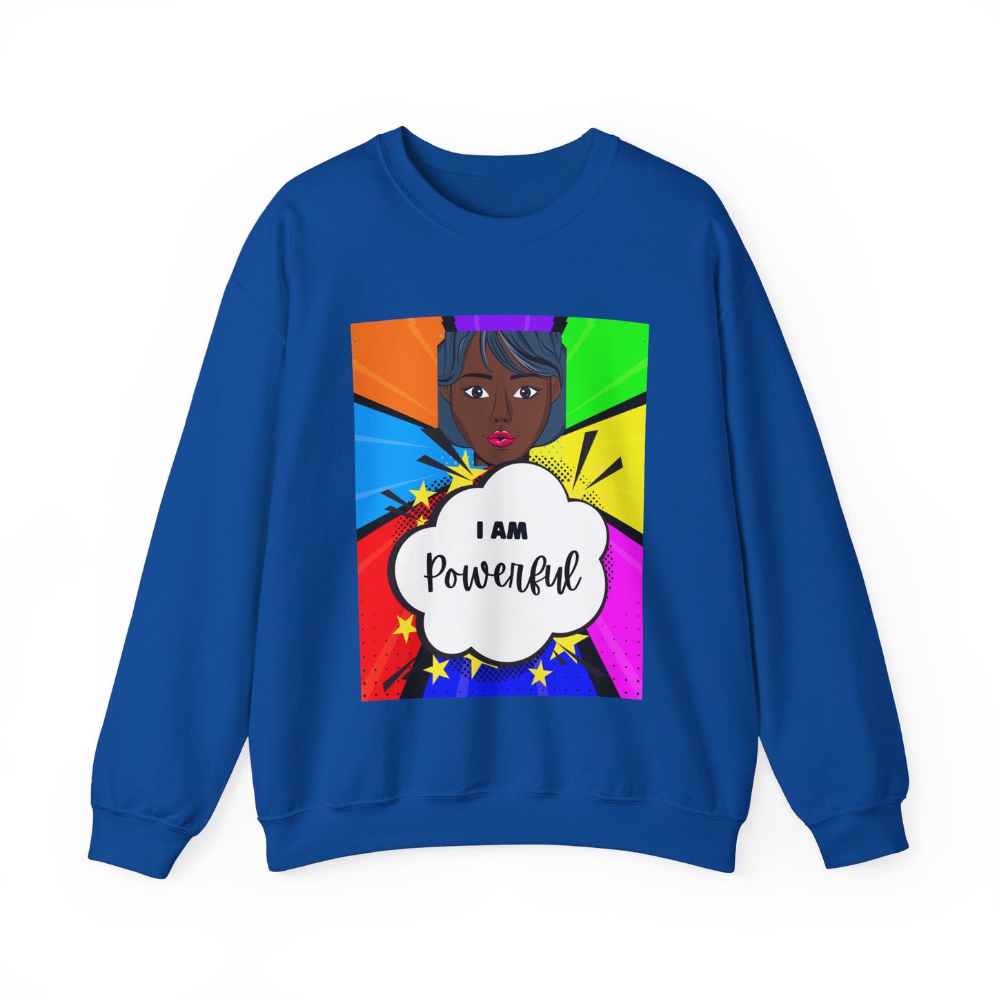 Unisex "I Am Powerful" Heavy Blend Crewneck Sweatshirt - Celebrating Strong Black Women