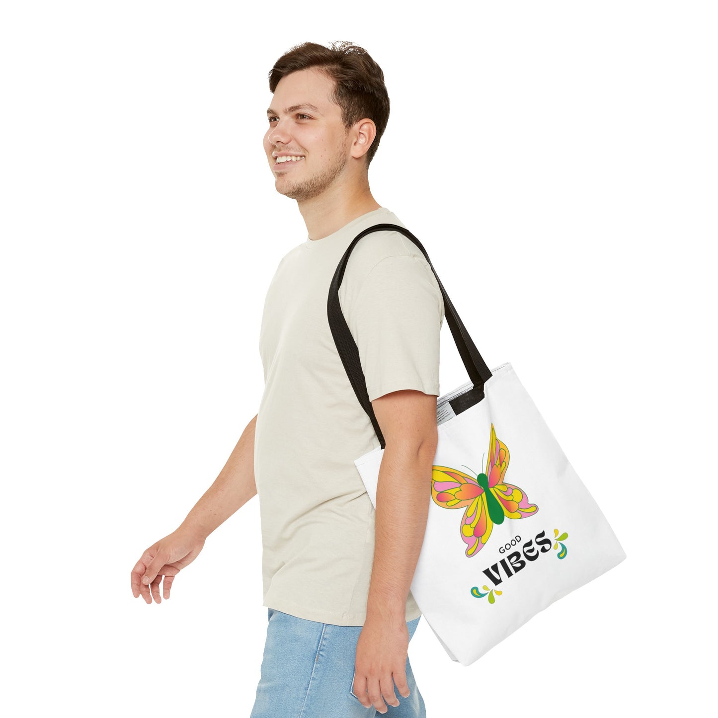 "Good Vibes" Butterfly Tote Bag - Stylish, Durable, Multiple Sizes