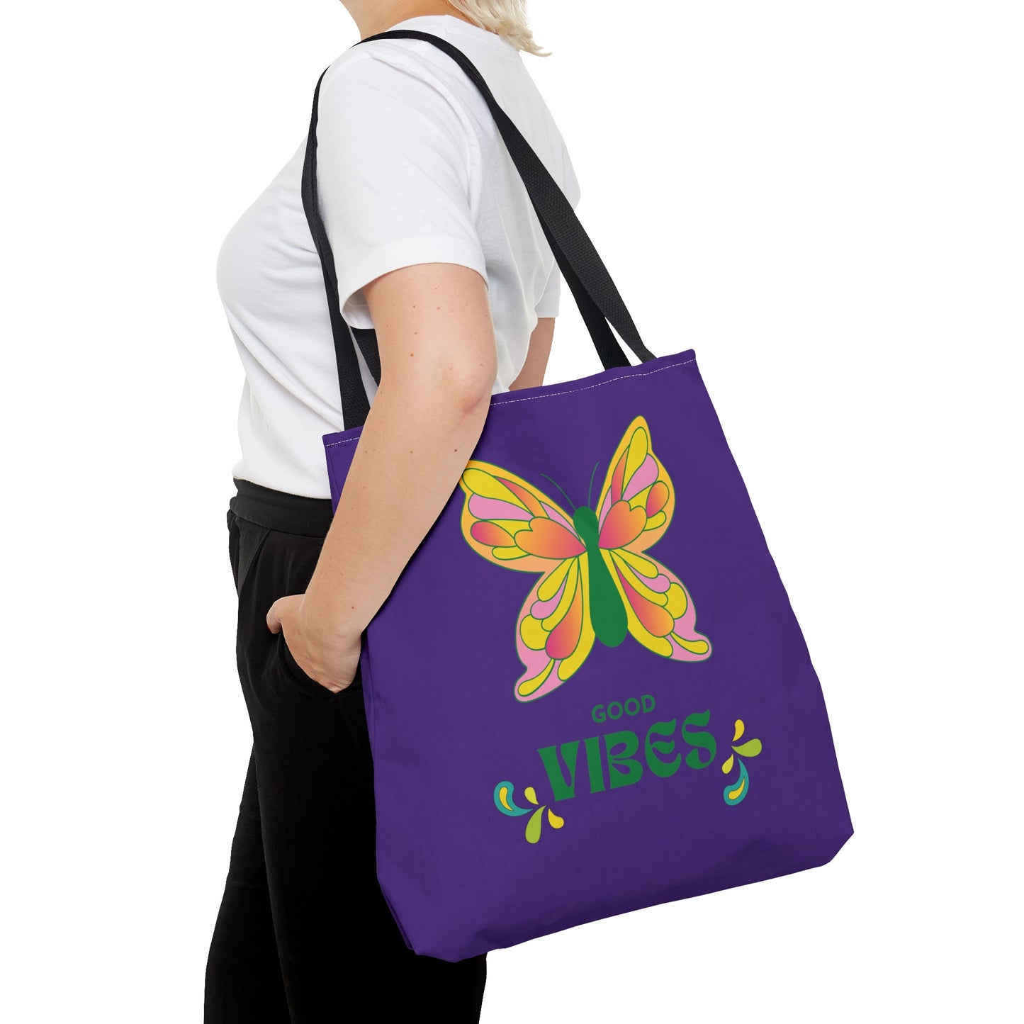 "Good Vibes" Butterfly Tote Bag - Stylish, Durable, Multiple Sizes