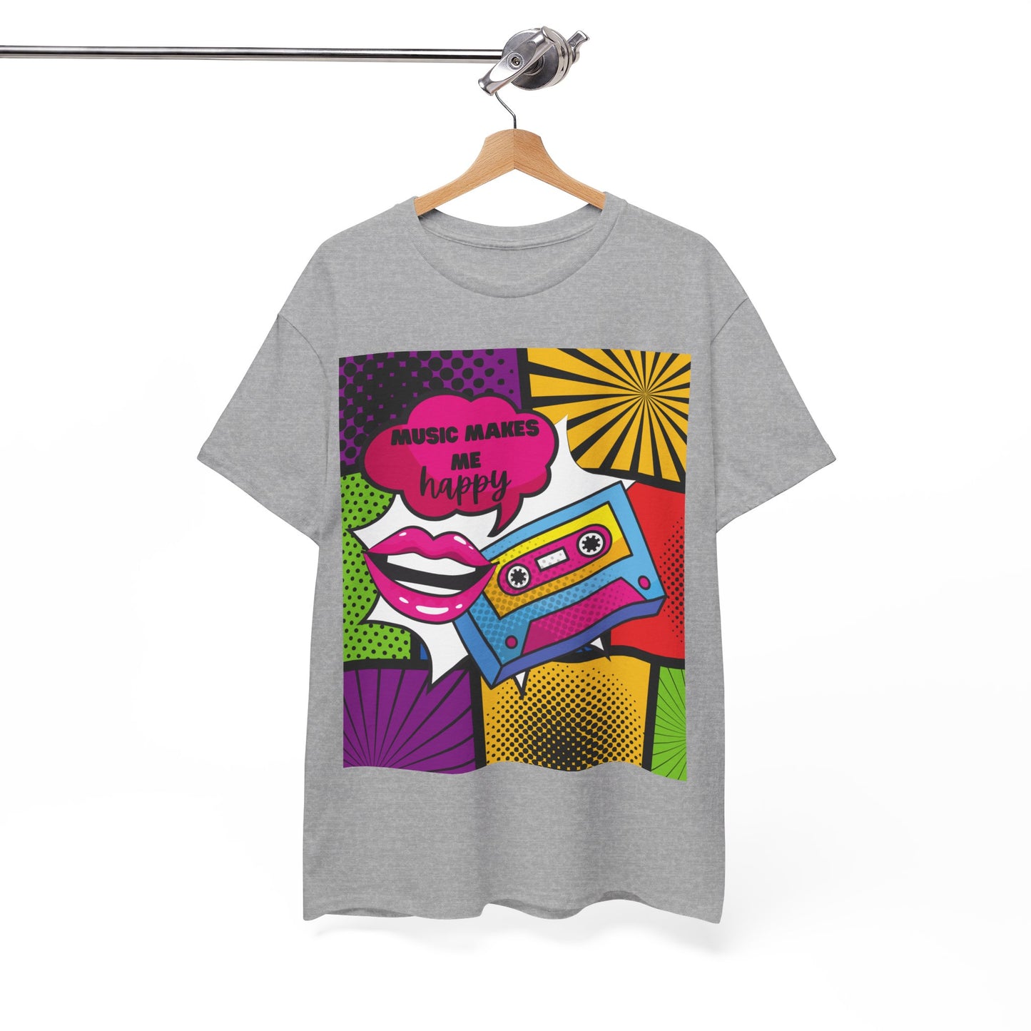 Unisex "Music Makes Me Happy" Heavy Cotton Tee - Vibrant & Comfortable