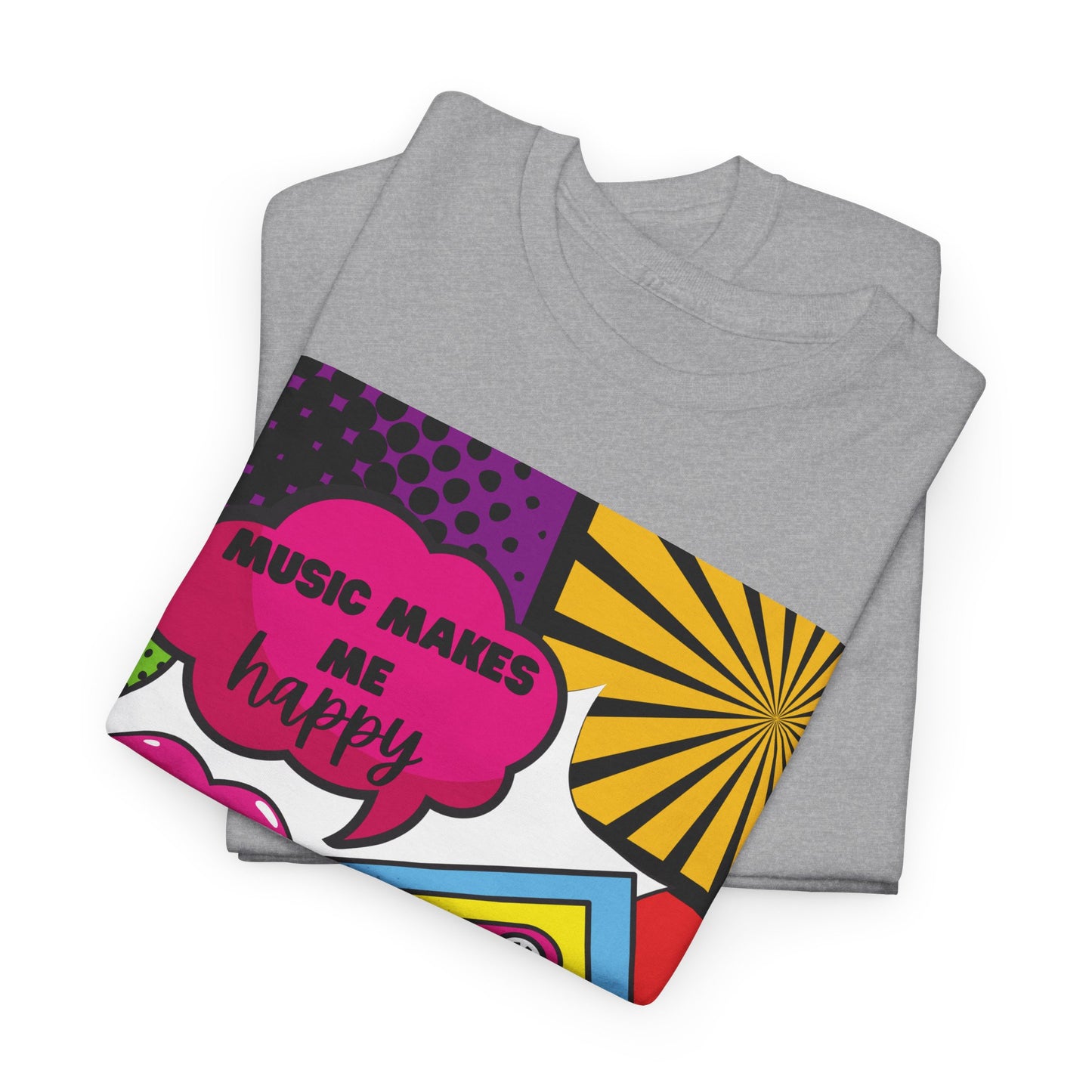 Unisex "Music Makes Me Happy" Heavy Cotton Tee - Vibrant & Comfortable