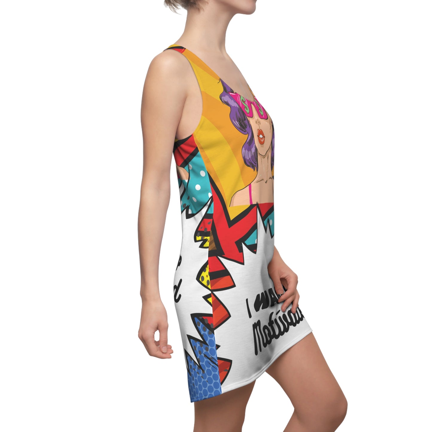 Women's "I Wake Up Motivated" Cut & Sew Racerback Dress - Bold & Versatile