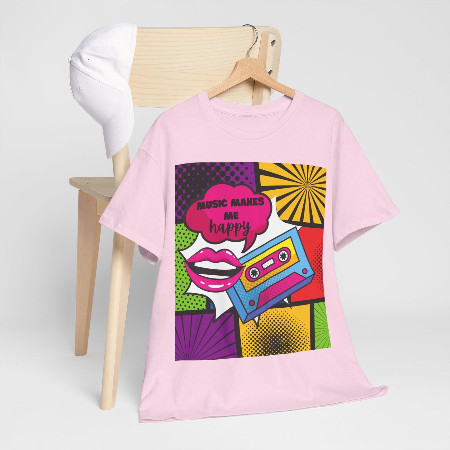 Unisex "Music Makes Me Happy" Heavy Cotton Tee - Vibrant & Comfortable