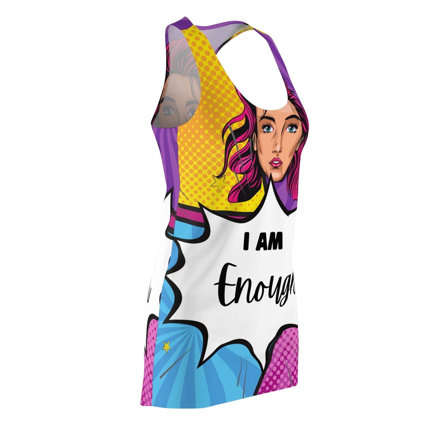 Women's "I Am Enough" Cut & Sew Racerback Dress - Bold & Empowering