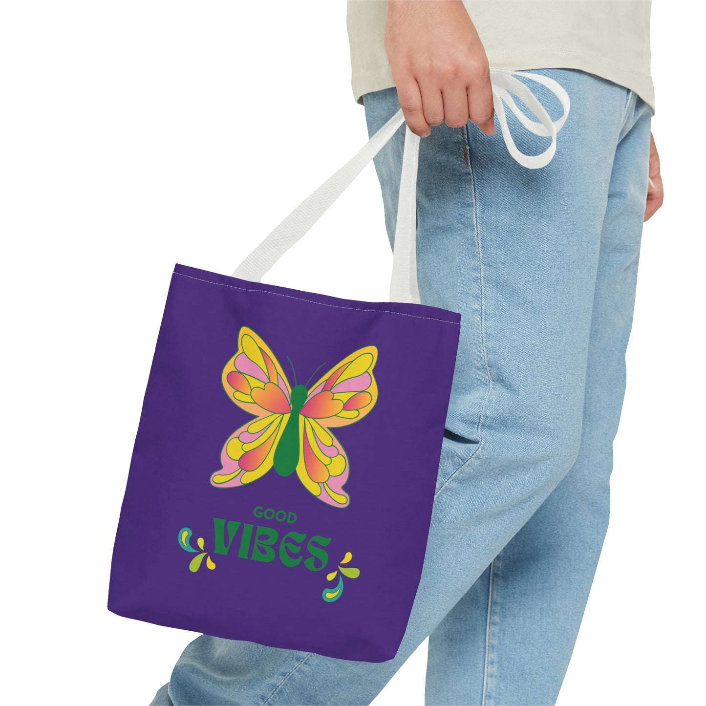 "Good Vibes" Butterfly Tote Bag - Stylish, Durable, Multiple Sizes