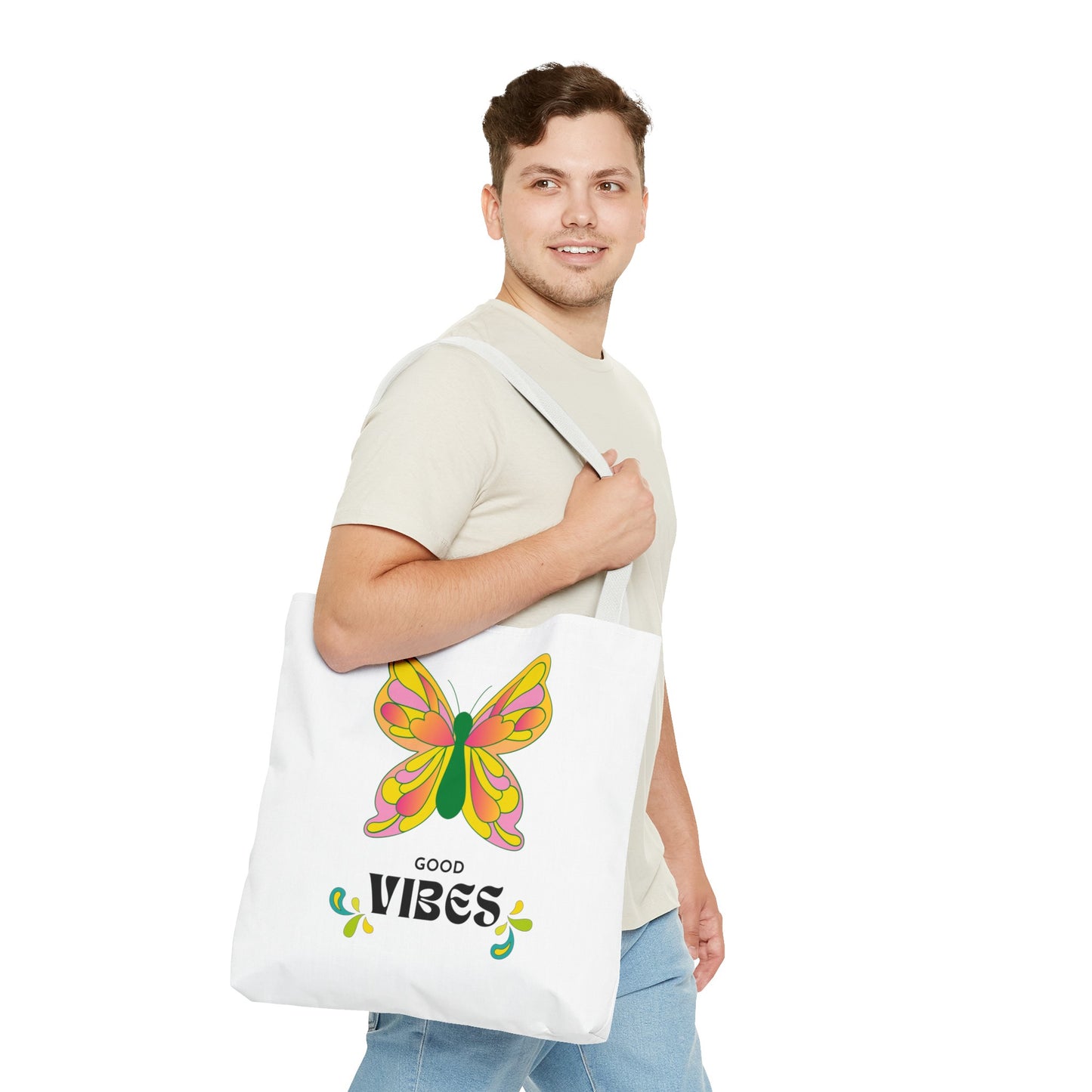 "Good Vibes" Butterfly Tote Bag - Stylish, Durable, Multiple Sizes