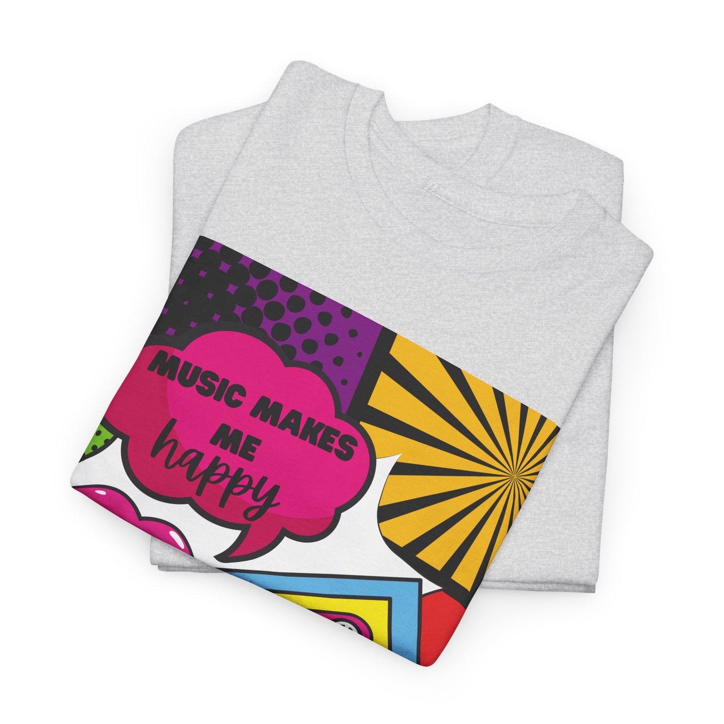 Unisex "Music Makes Me Happy" Heavy Cotton Tee - Vibrant & Comfortable