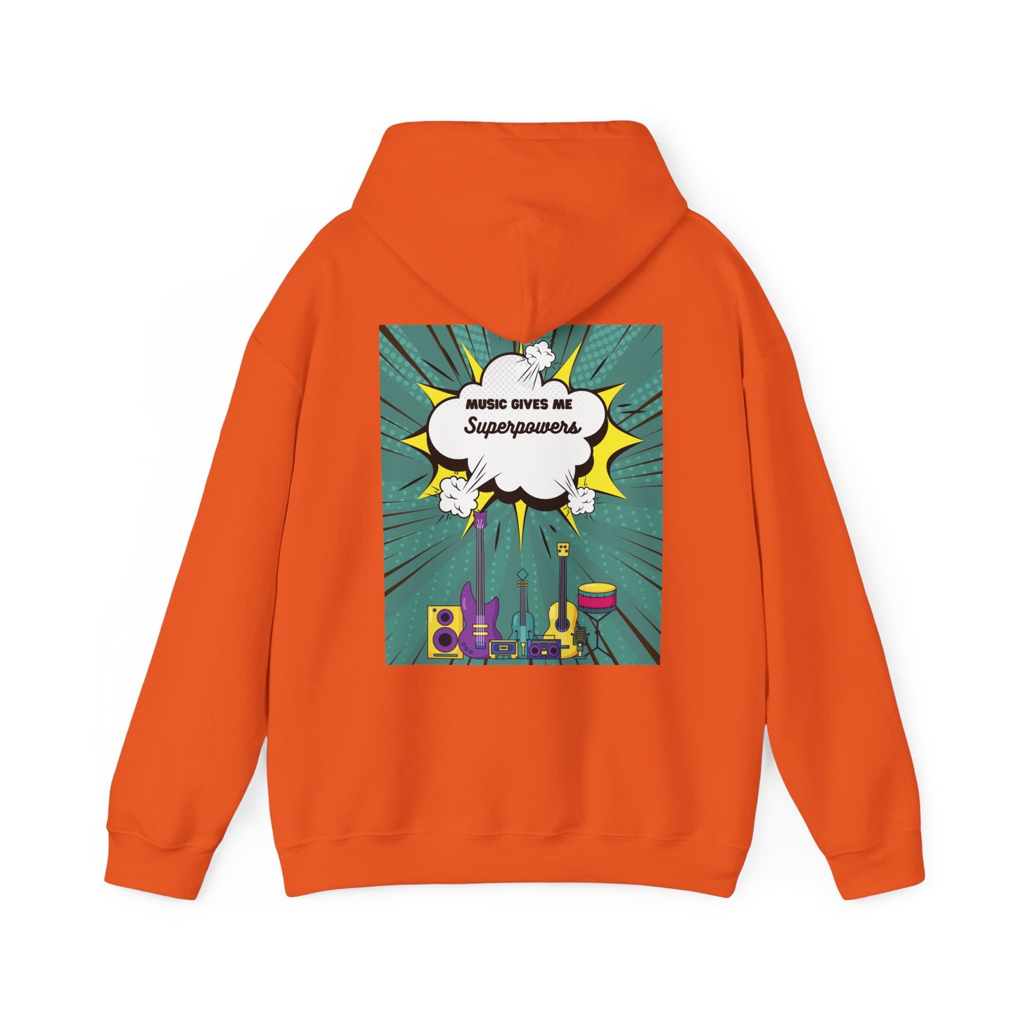 Unisex "Music Gives Me Superpowers" Heavy Blend Hoodie - Bold & Comfortable