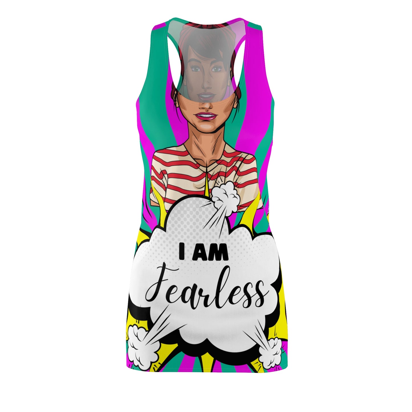 Women's "I Am Fearless" Cut & Sew Racerback Dress - Bold, Stylish & Empowering