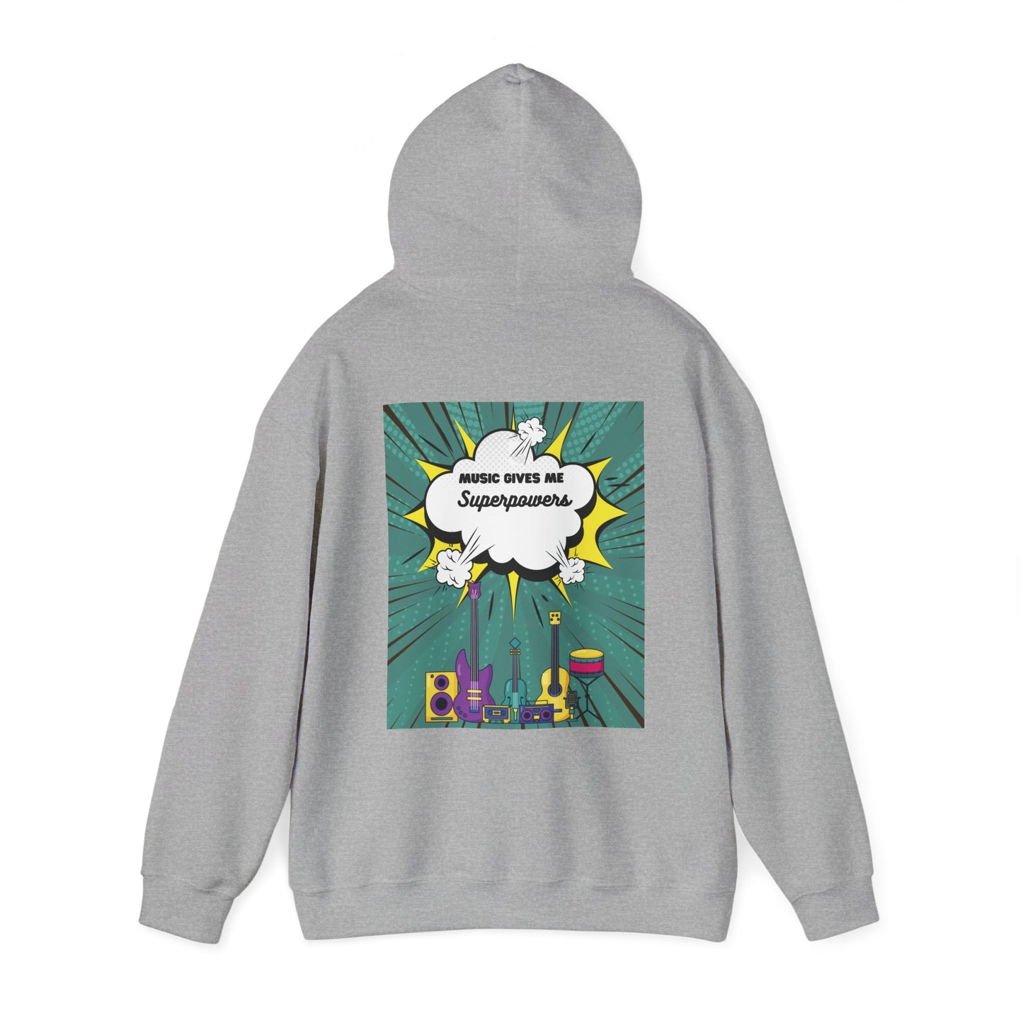 Unisex "Music Gives Me Superpowers" Heavy Blend Hoodie - Bold & Comfortable