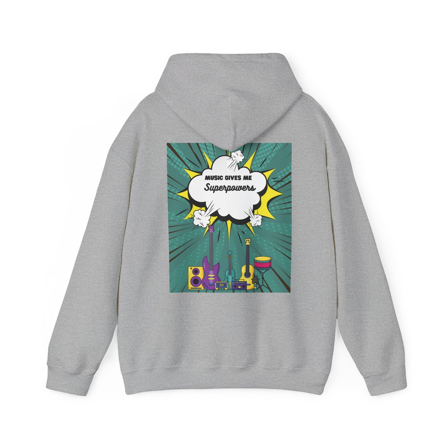 Unisex "Music Gives Me Superpowers" Heavy Blend Hoodie - Bold & Comfortable