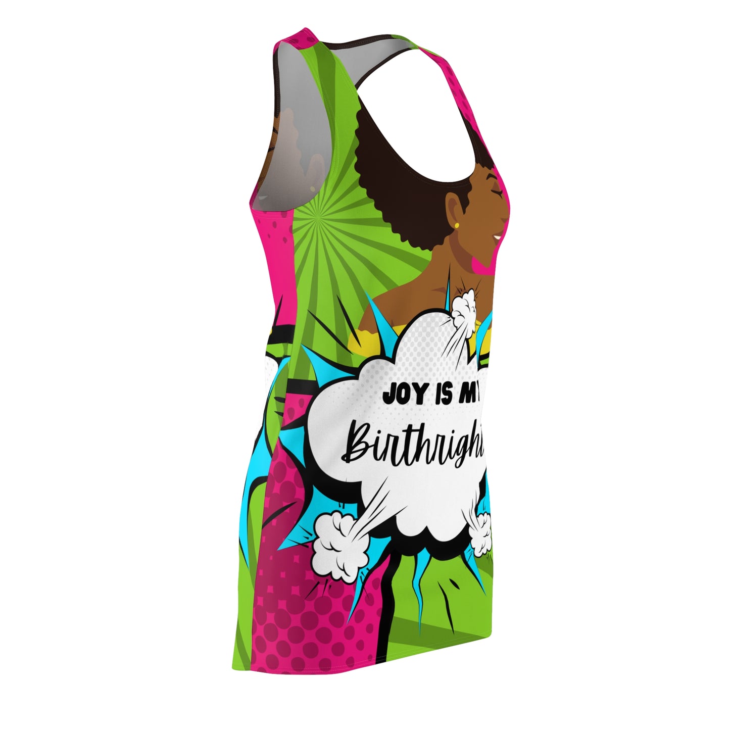 Women's "Joy Is My Birthright" Cut & Sew Racerback Dress - Bold & Empowering for Strong Black Women