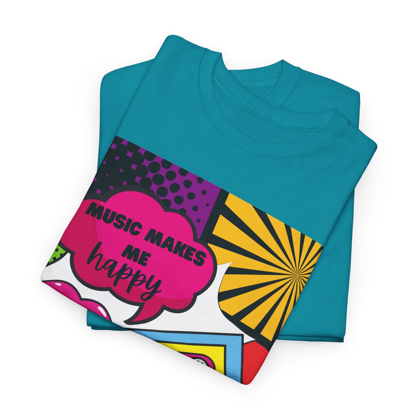 Unisex "Music Makes Me Happy" Heavy Cotton Tee - Vibrant & Comfortable