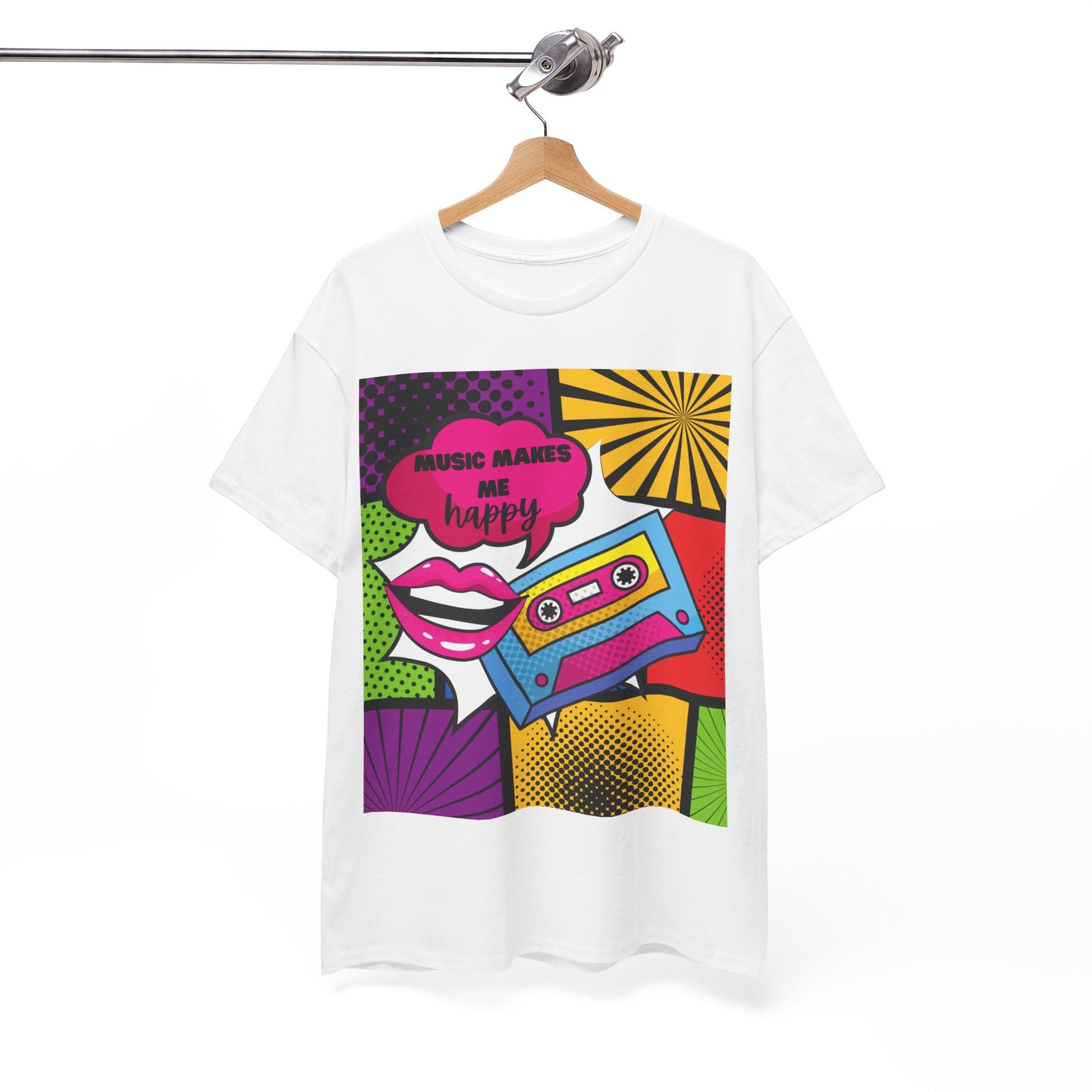 Unisex "Music Makes Me Happy" Heavy Cotton Tee - Vibrant & Comfortable