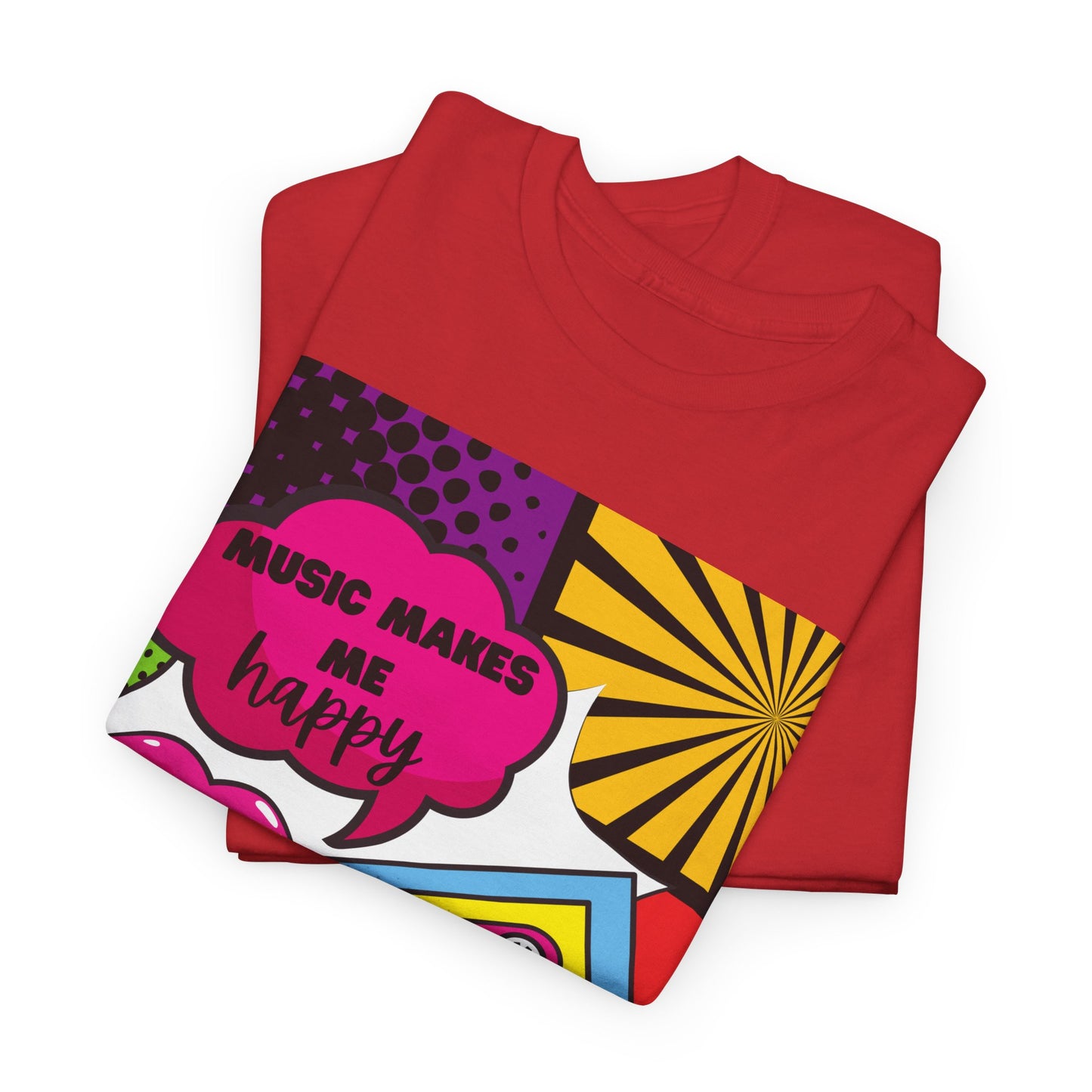 Unisex "Music Makes Me Happy" Heavy Cotton Tee - Vibrant & Comfortable