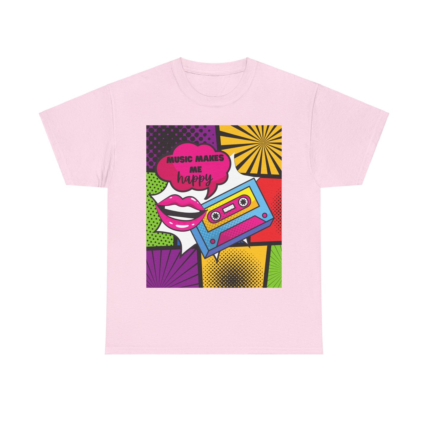 Unisex "Music Makes Me Happy" Heavy Cotton Tee - Vibrant & Comfortable