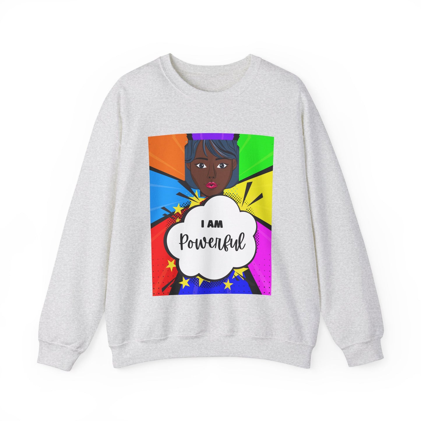 Unisex "I Am Powerful" Heavy Blend Crewneck Sweatshirt - Celebrating Strong Black Women