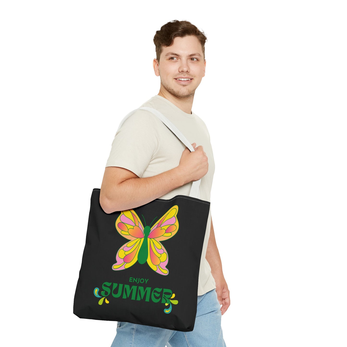 "Enjoy Summer" Butterfly Tote Bag - Stylish, Durable, Multiple Sizes