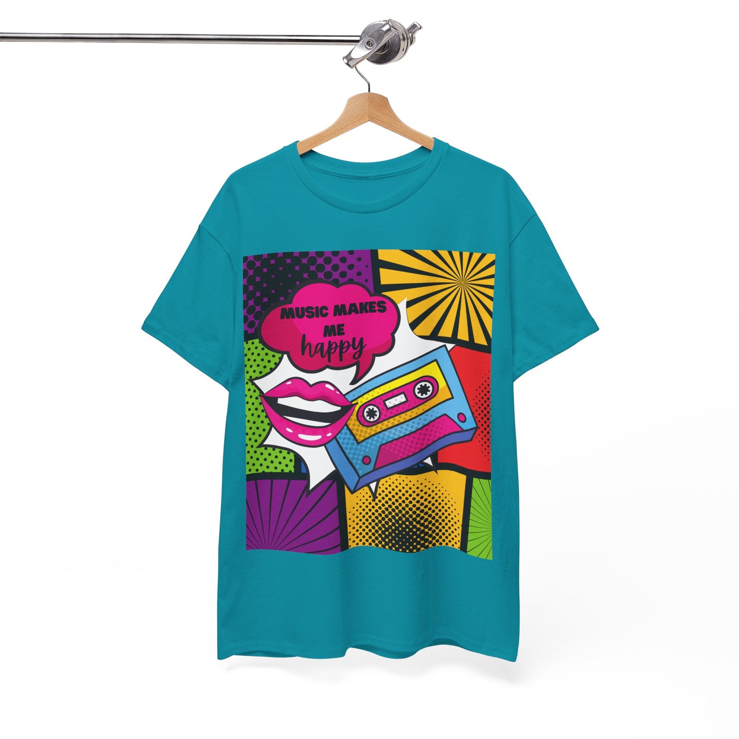 Unisex "Music Makes Me Happy" Heavy Cotton Tee - Vibrant & Comfortable