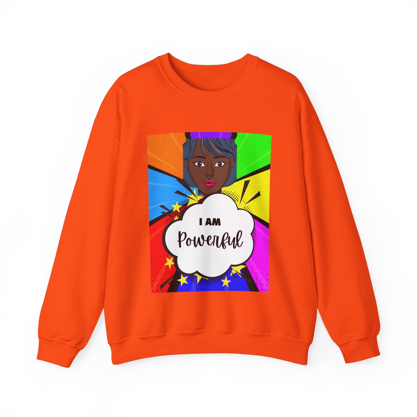 Unisex "I Am Powerful" Heavy Blend Crewneck Sweatshirt - Celebrating Strong Black Women