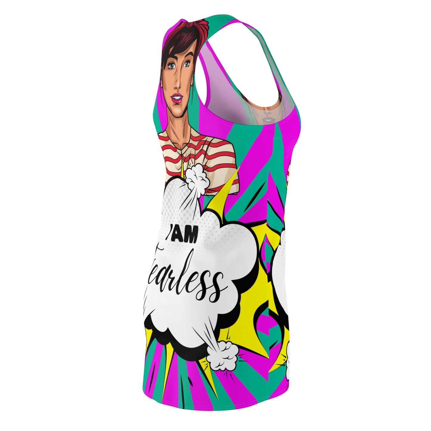 Women's "I Am Fearless" Cut & Sew Racerback Dress - Bold, Stylish & Empowering