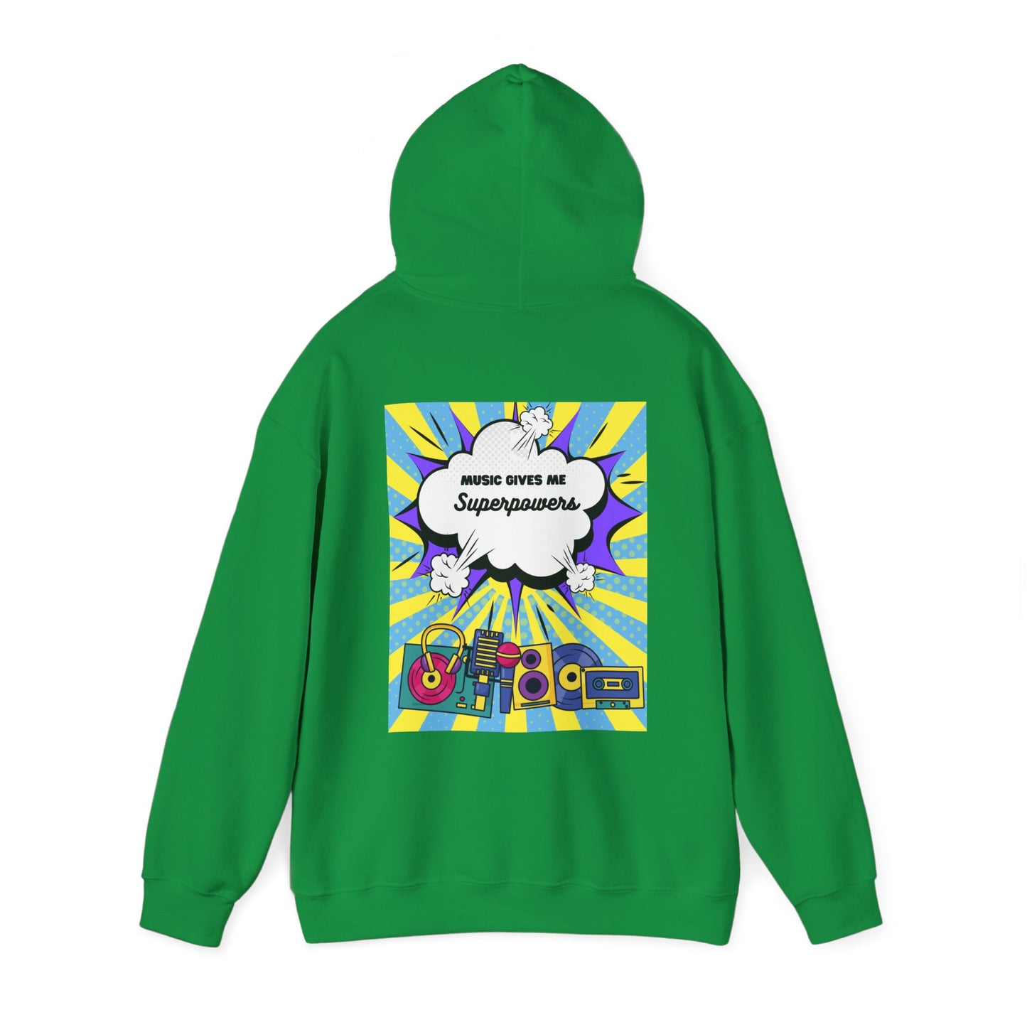 Unisex "Music Gives Me Superpowers" Heavy Blend Hoodie - Bold & Comfortable