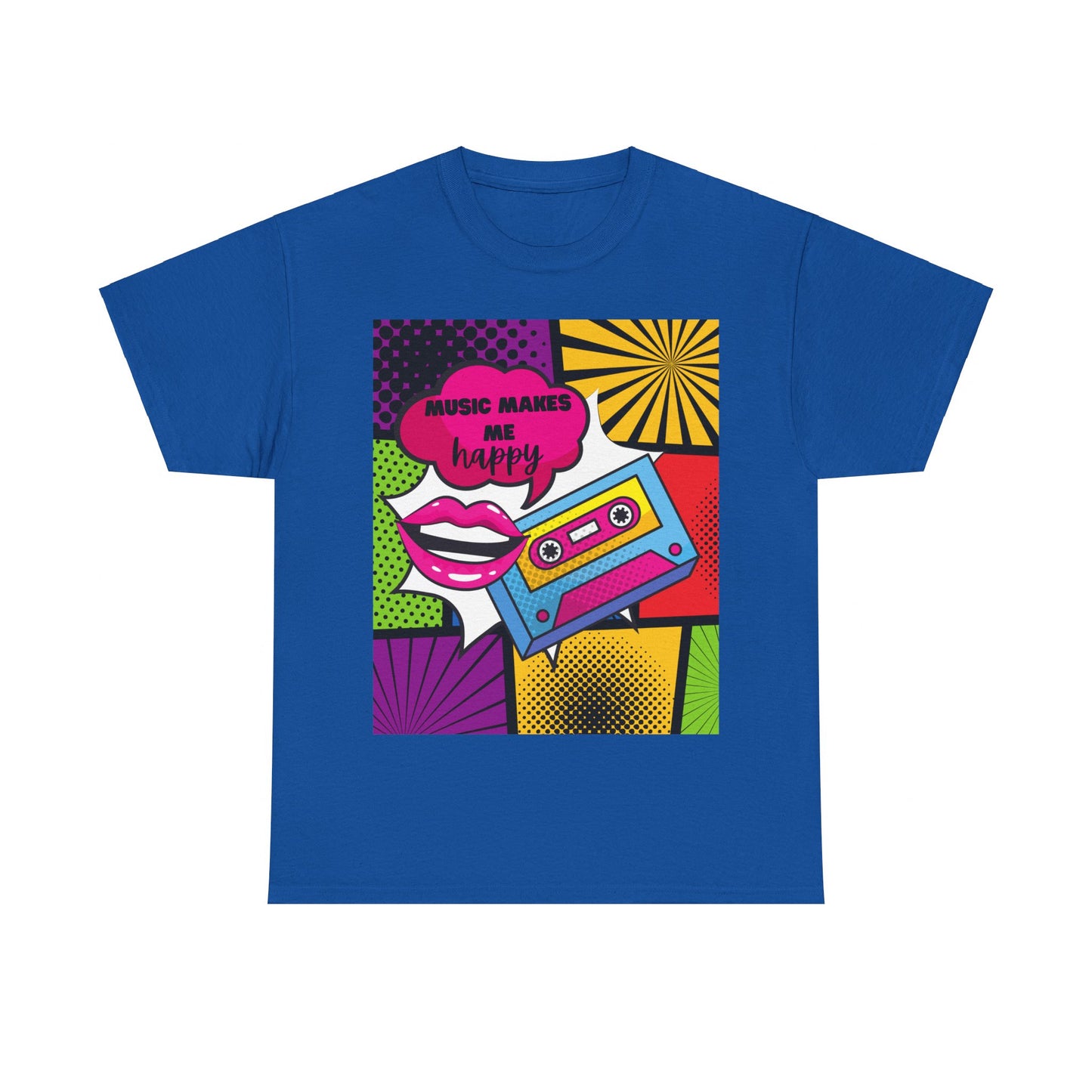 Unisex "Music Makes Me Happy" Heavy Cotton Tee - Vibrant & Comfortable