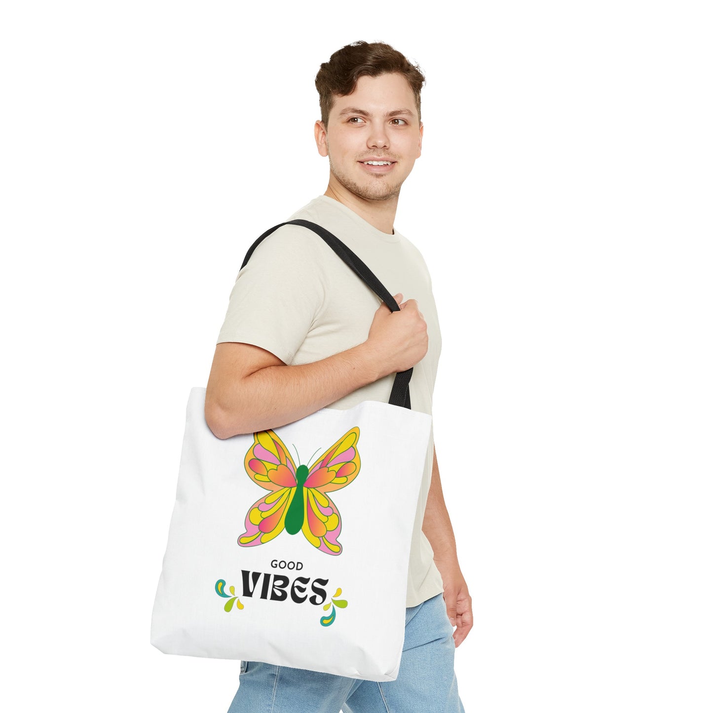 "Good Vibes" Butterfly Tote Bag - Stylish, Durable, Multiple Sizes