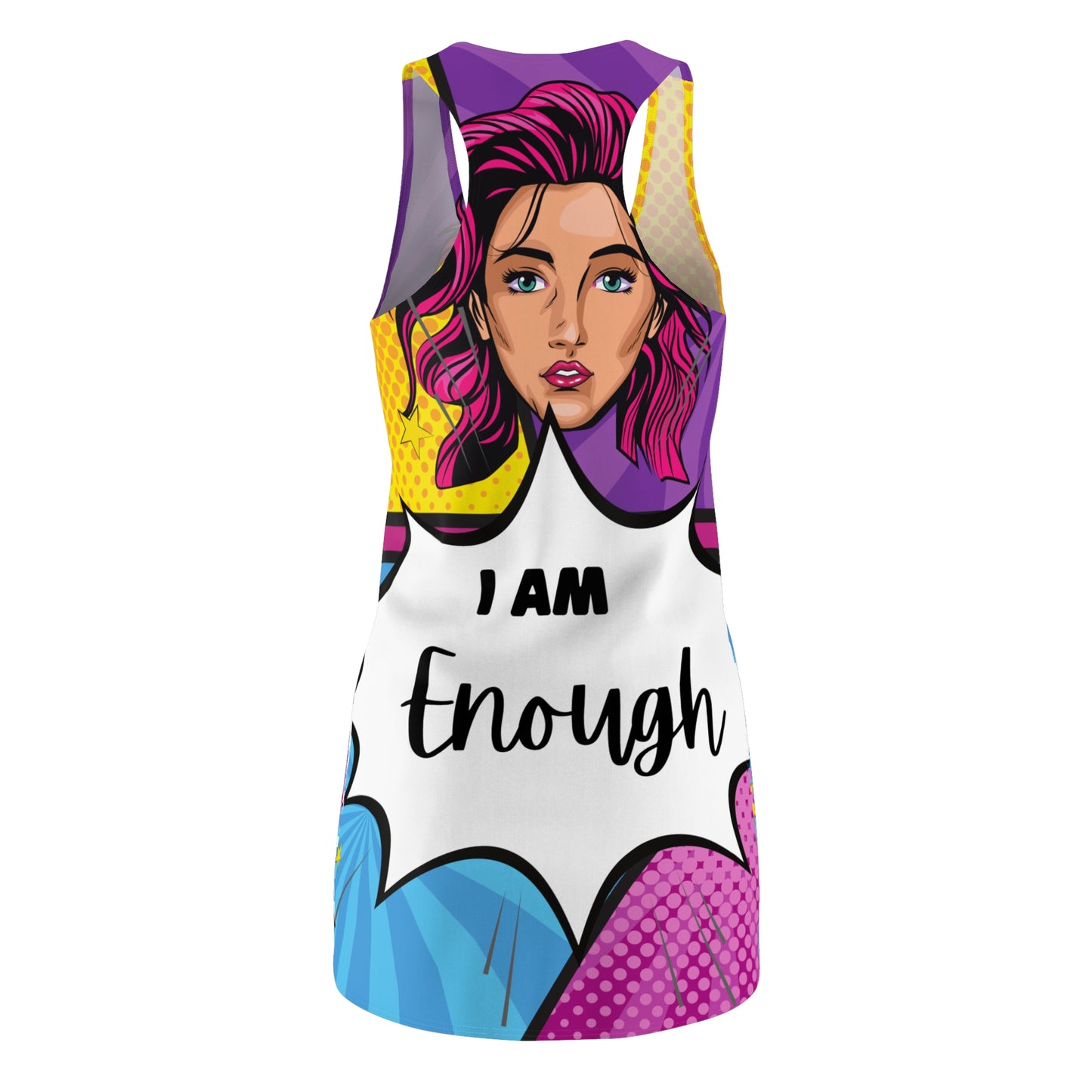 Women's "I Am Enough" Cut & Sew Racerback Dress - Bold & Empowering