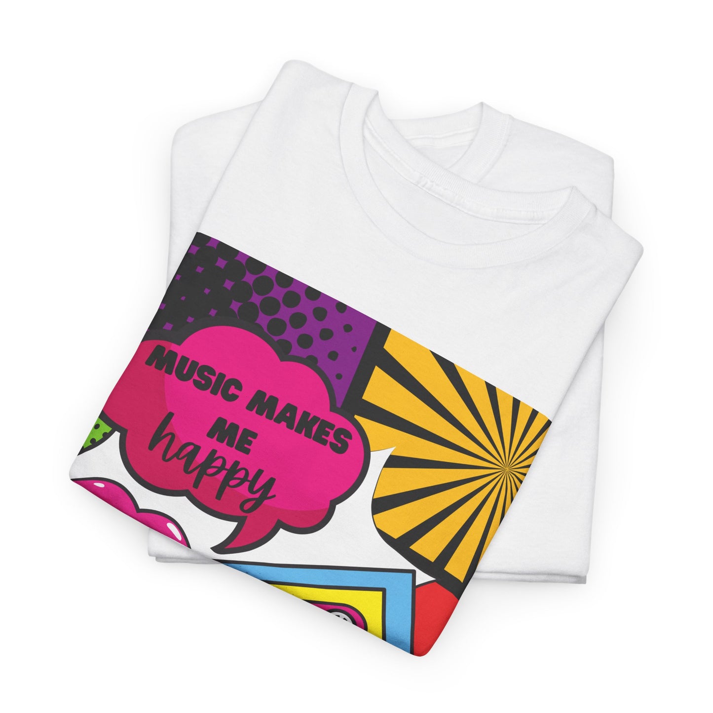 Unisex "Music Makes Me Happy" Heavy Cotton Tee - Vibrant & Comfortable