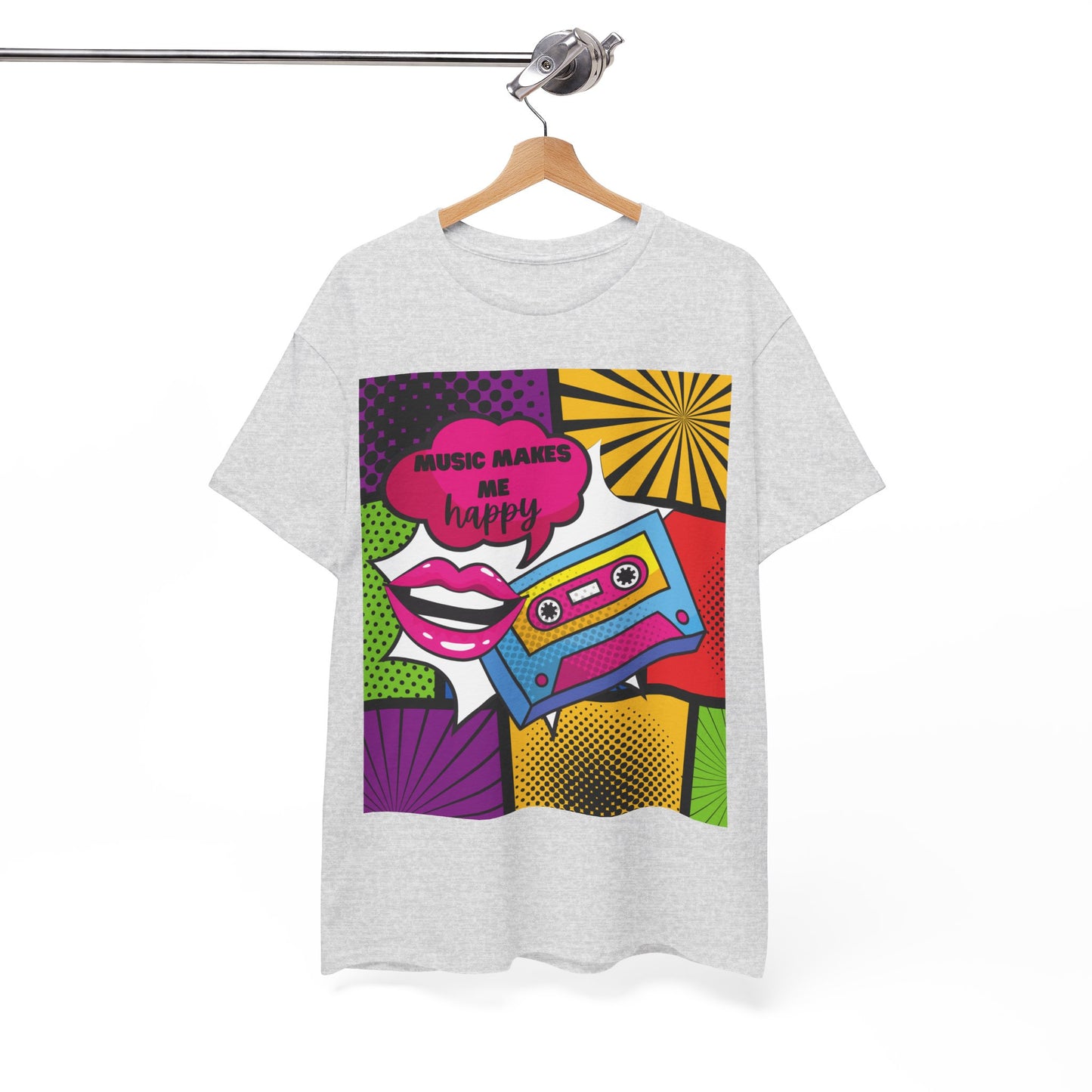 Unisex "Music Makes Me Happy" Heavy Cotton Tee - Vibrant & Comfortable