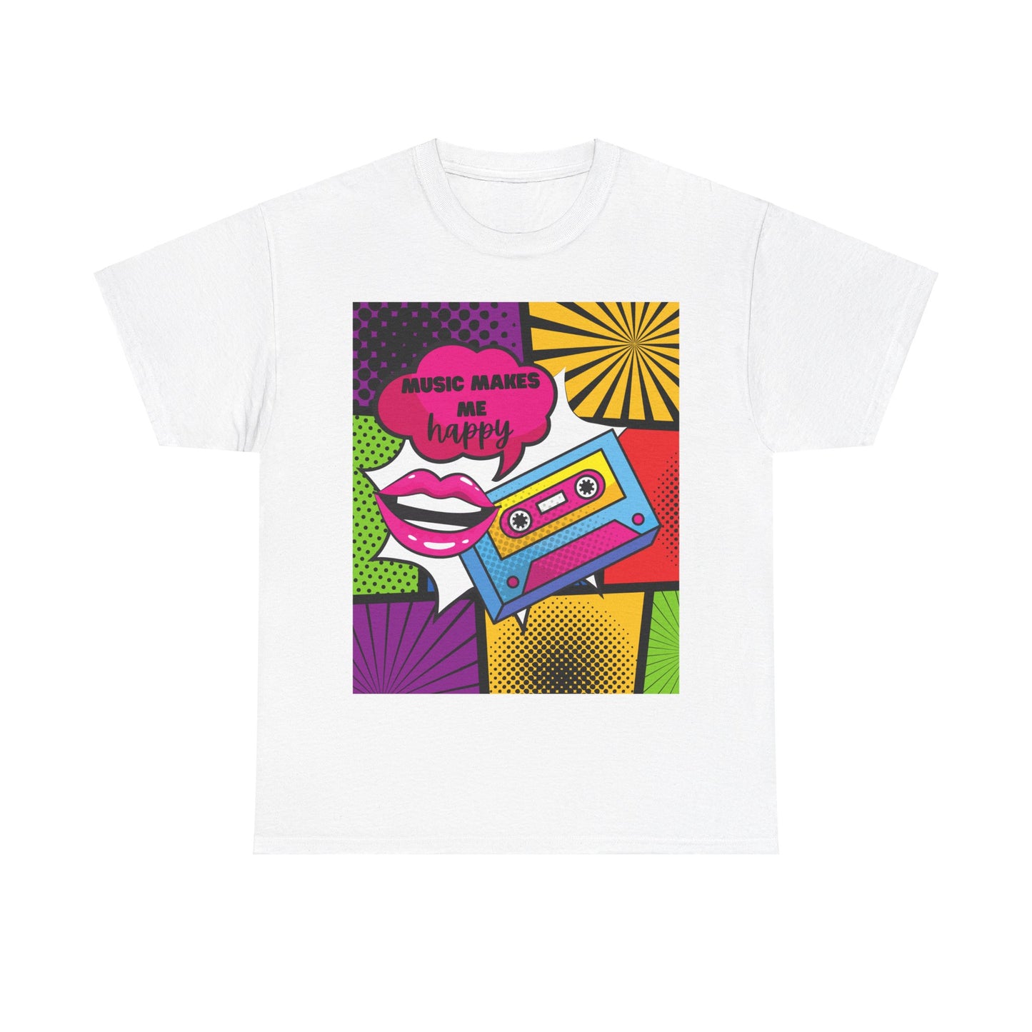 Unisex "Music Makes Me Happy" Heavy Cotton Tee - Vibrant & Comfortable