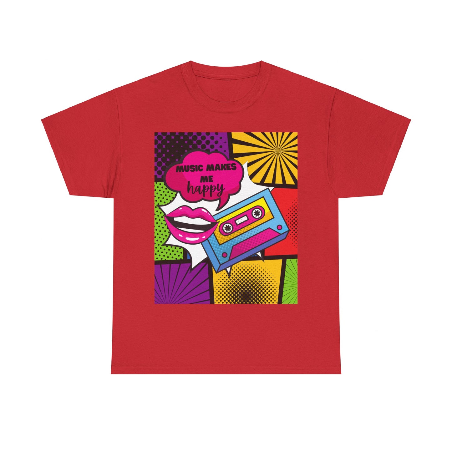 Unisex "Music Makes Me Happy" Heavy Cotton Tee - Vibrant & Comfortable