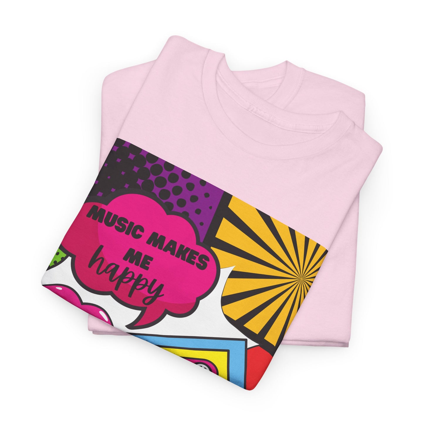 Unisex "Music Makes Me Happy" Heavy Cotton Tee - Vibrant & Comfortable