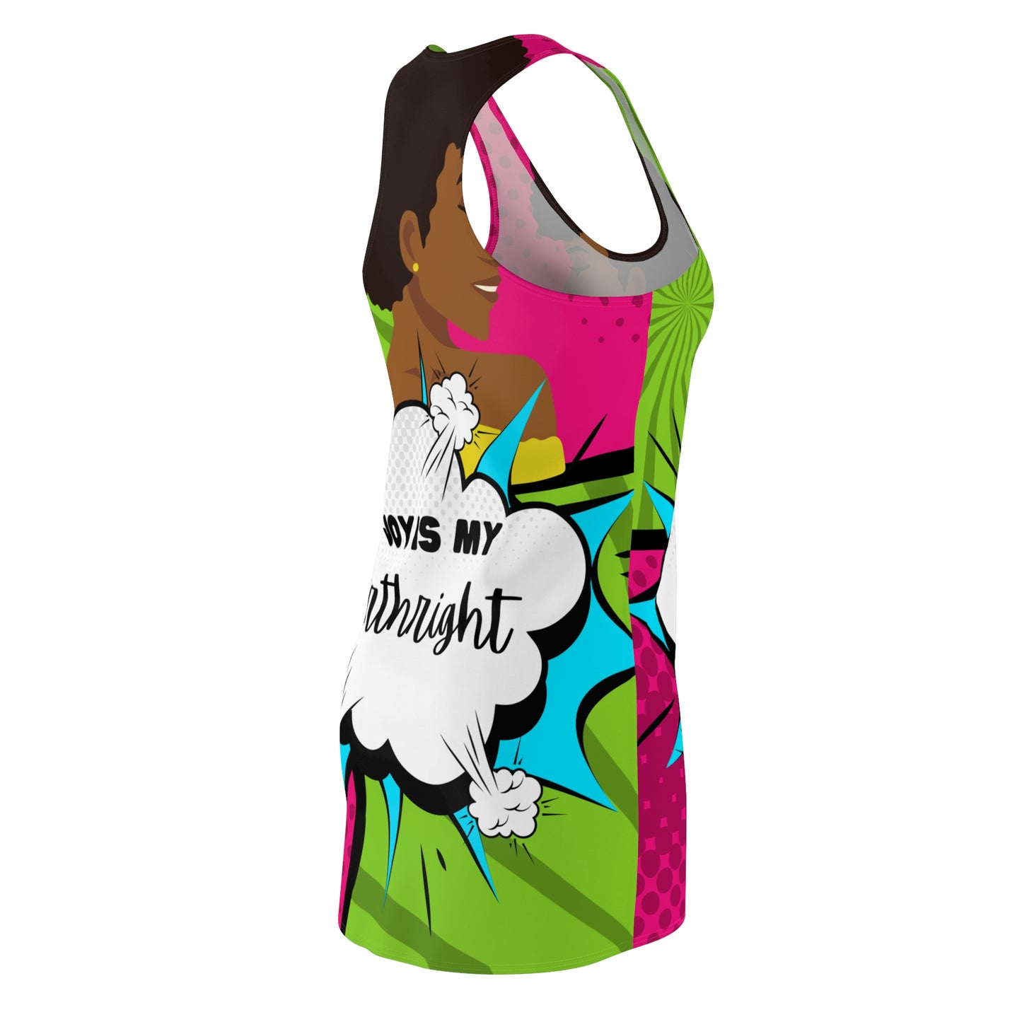 Women's "Joy Is My Birthright" Cut & Sew Racerback Dress - Bold & Empowering for Strong Black Women