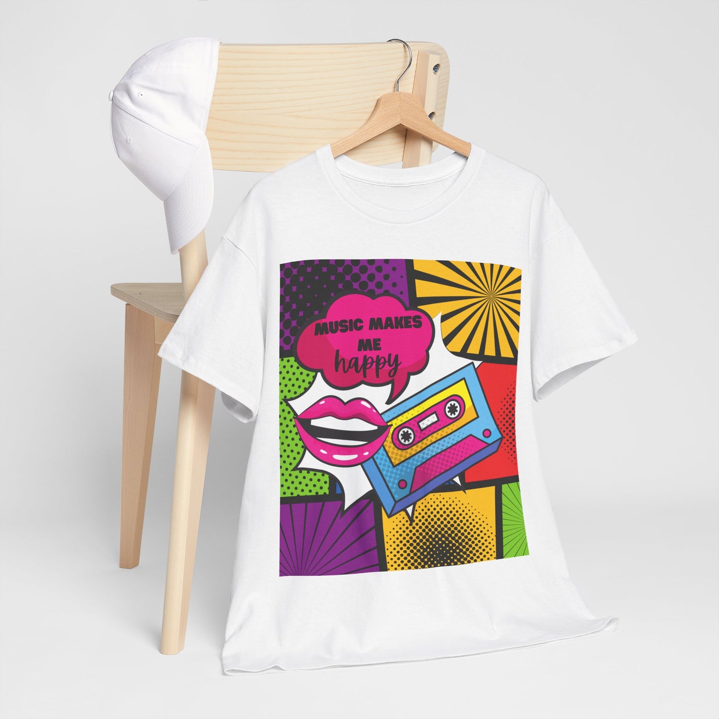 Unisex "Music Makes Me Happy" Heavy Cotton Tee - Vibrant & Comfortable