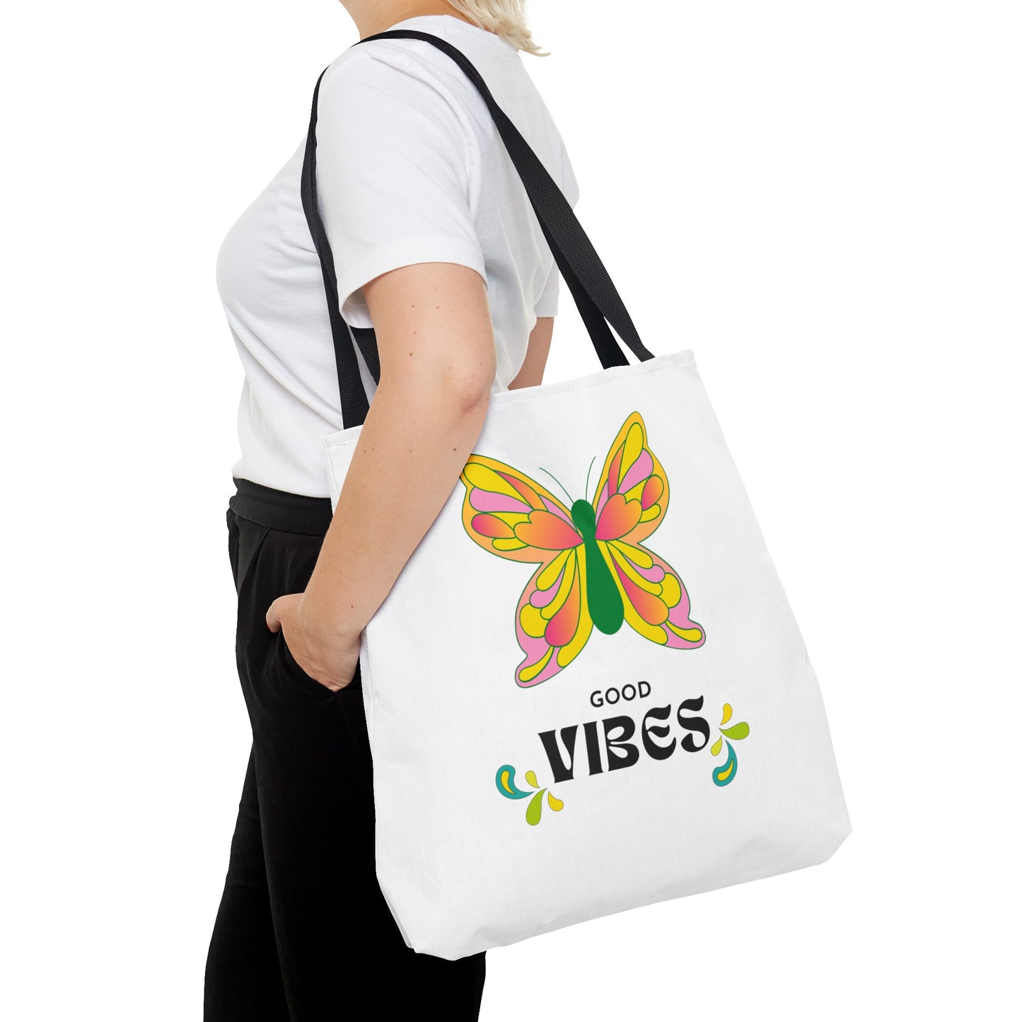 "Good Vibes" Butterfly Tote Bag - Stylish, Durable, Multiple Sizes