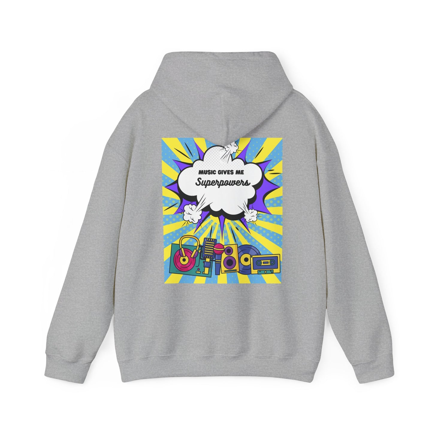 Unisex "Music Gives Me Superpowers" Heavy Blend Hoodie - Bold & Comfortable