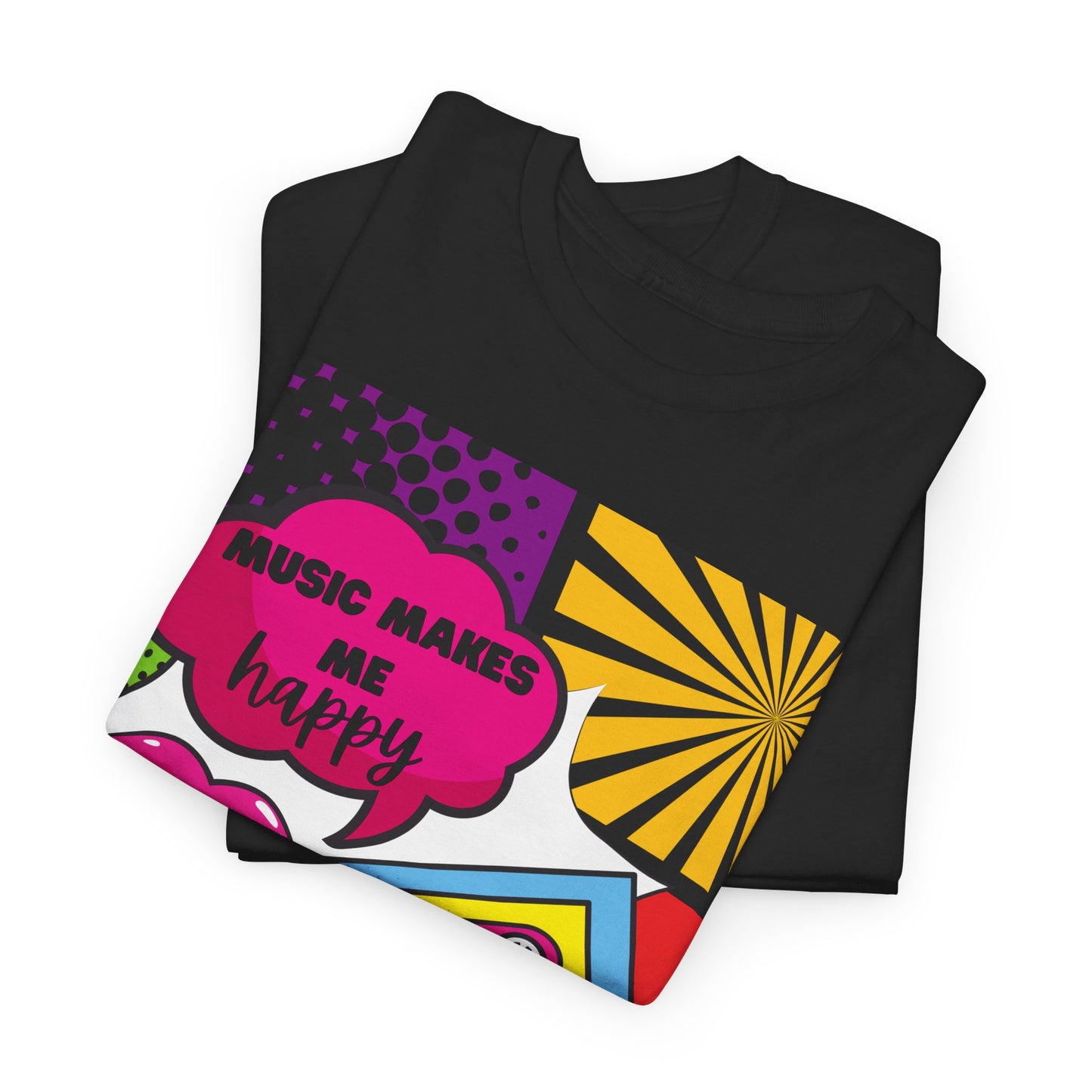 Unisex "Music Makes Me Happy" Heavy Cotton Tee - Vibrant & Comfortable