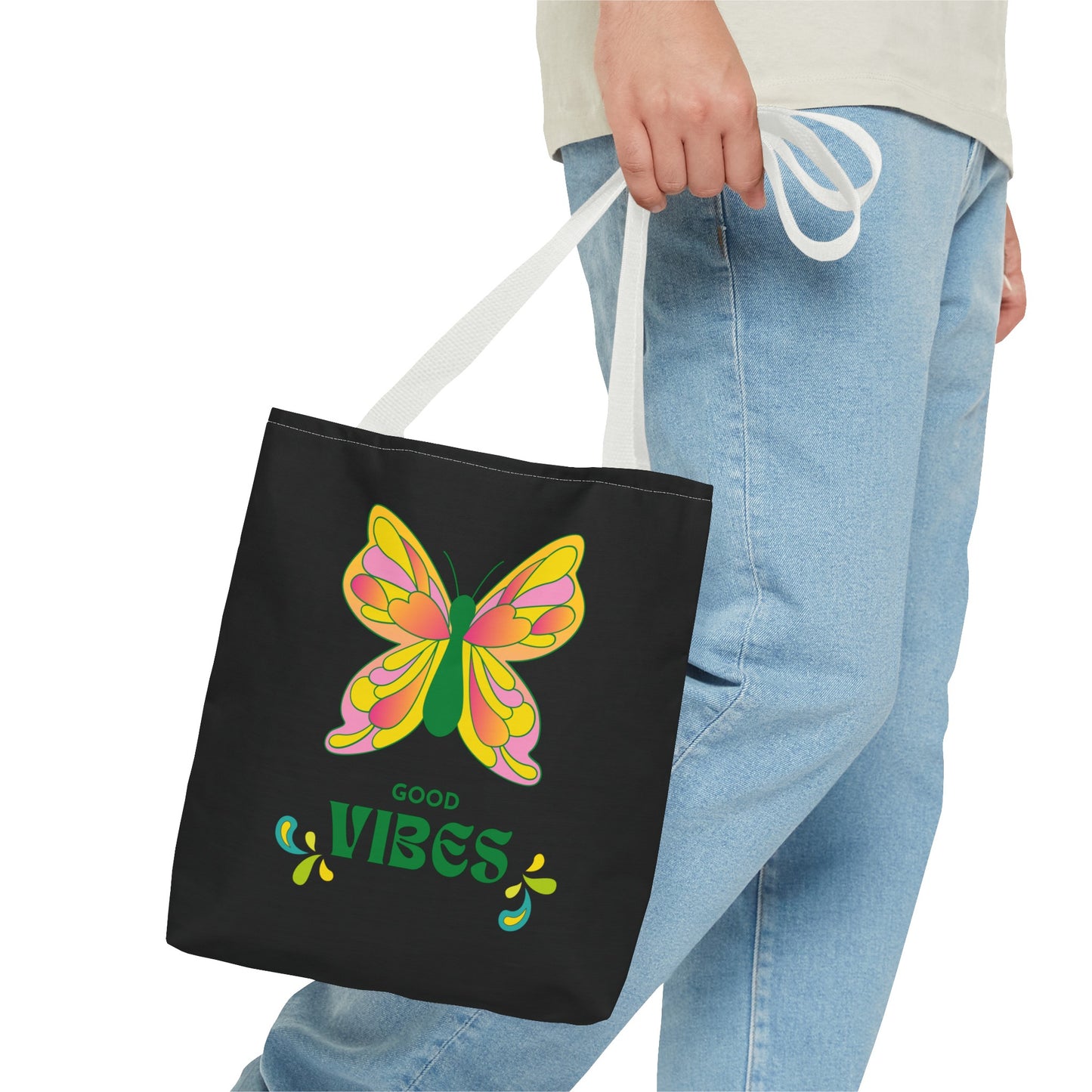 "Good Vibes" Butterfly Tote Bag - Stylish, Durable, Multiple Sizes