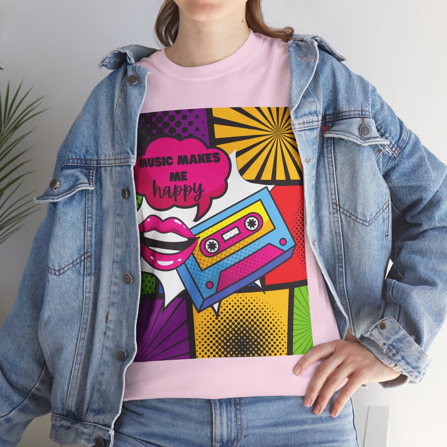 Unisex "Music Makes Me Happy" Heavy Cotton Tee - Vibrant & Comfortable