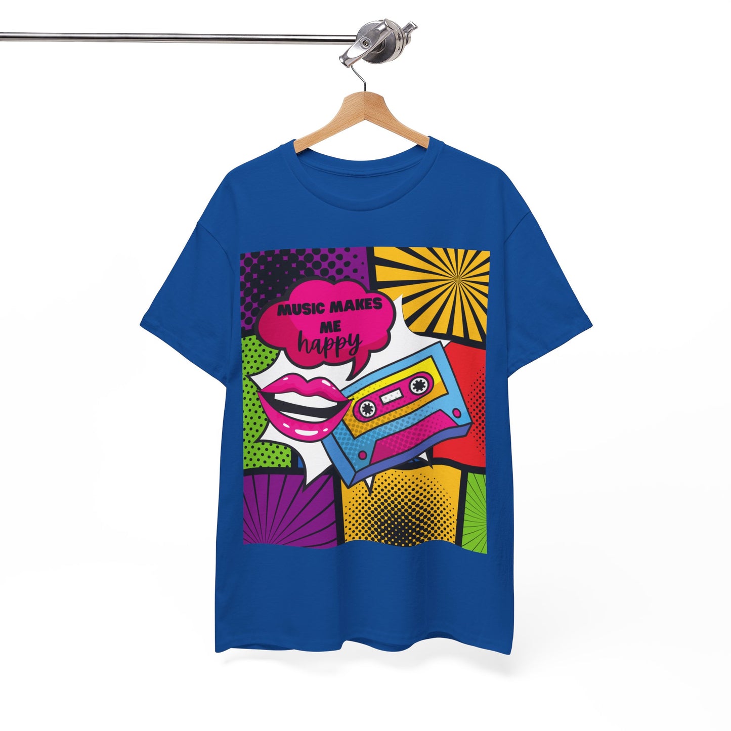 Unisex "Music Makes Me Happy" Heavy Cotton Tee - Vibrant & Comfortable