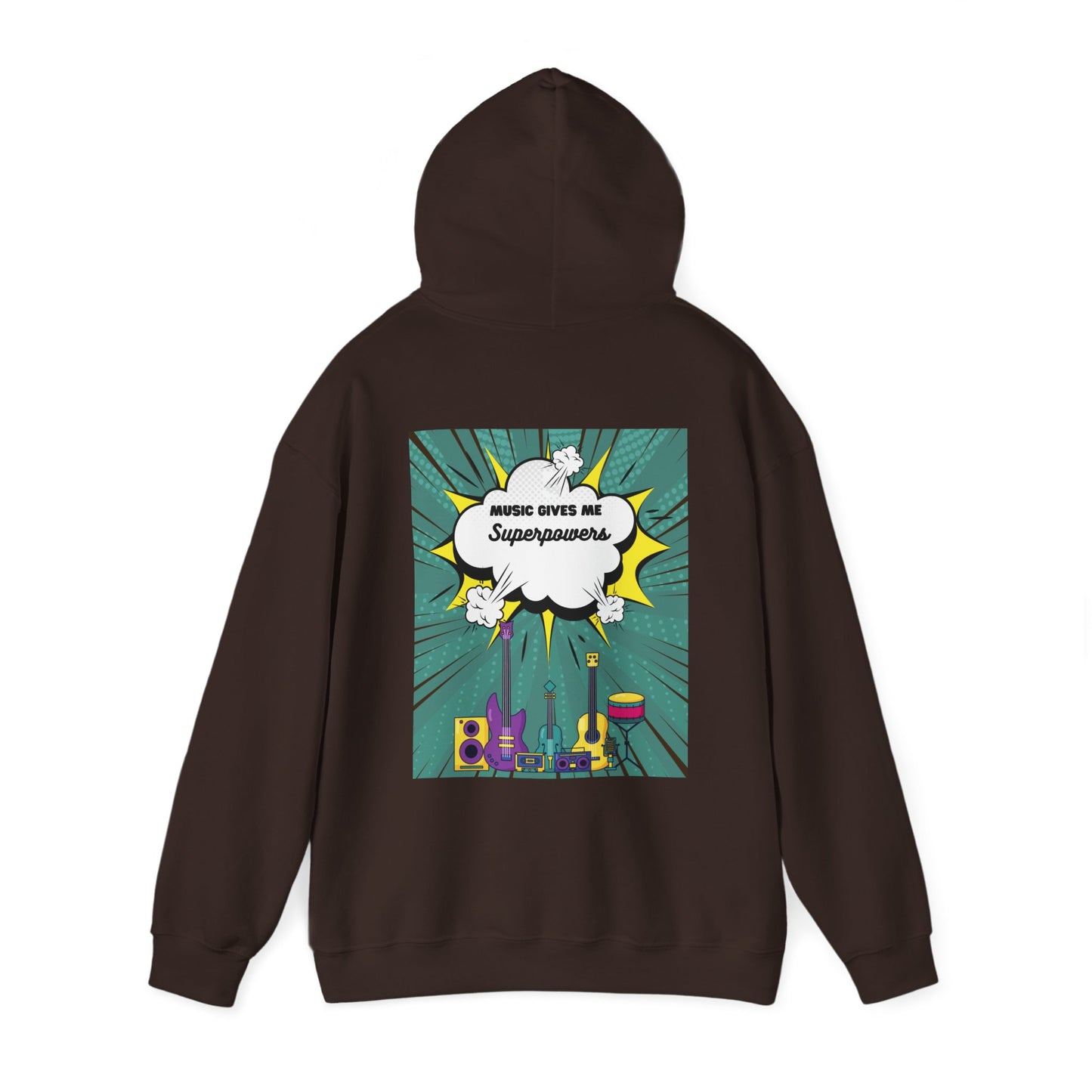 Unisex "Music Gives Me Superpowers" Heavy Blend Hoodie - Bold & Comfortable