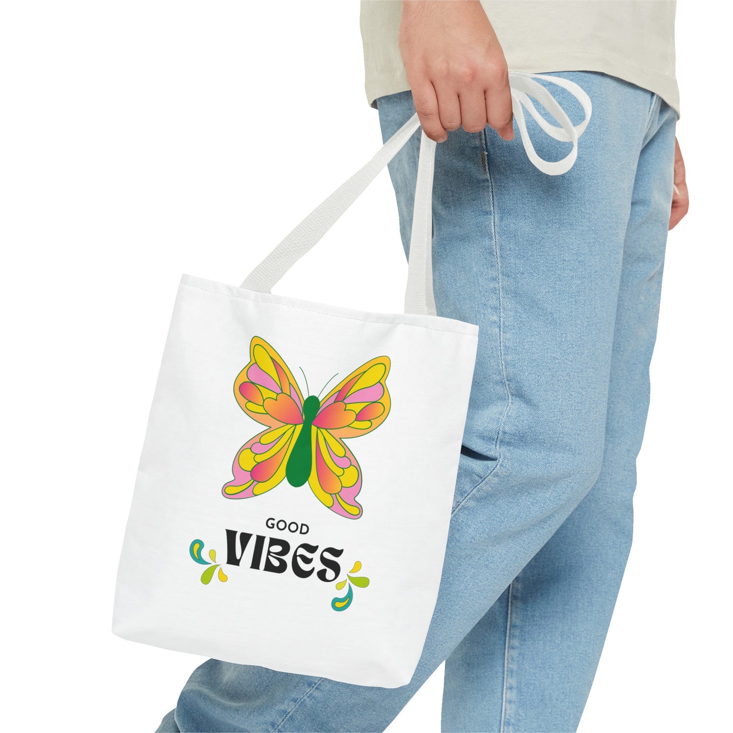 "Good Vibes" Butterfly Tote Bag - Stylish, Durable, Multiple Sizes