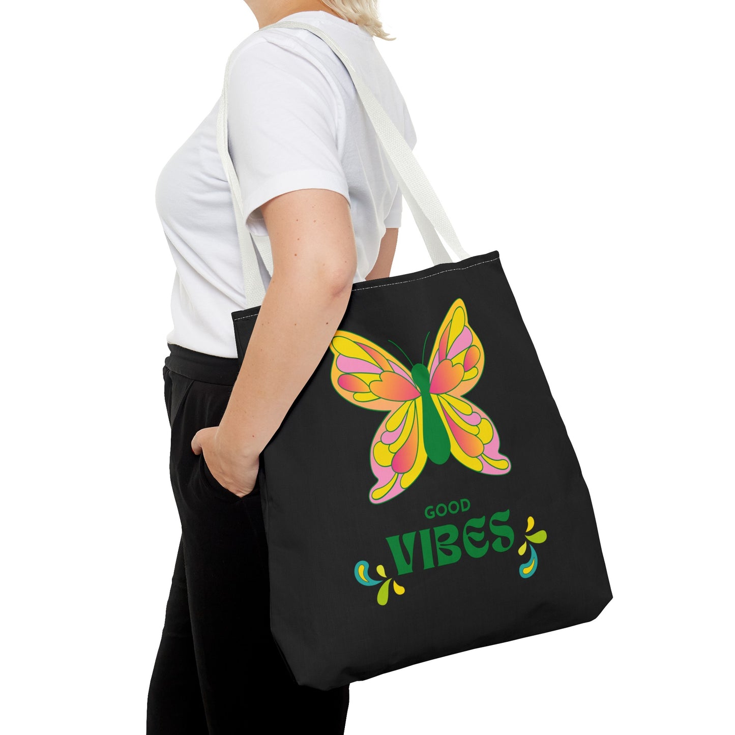 "Good Vibes" Butterfly Tote Bag - Stylish, Durable, Multiple Sizes