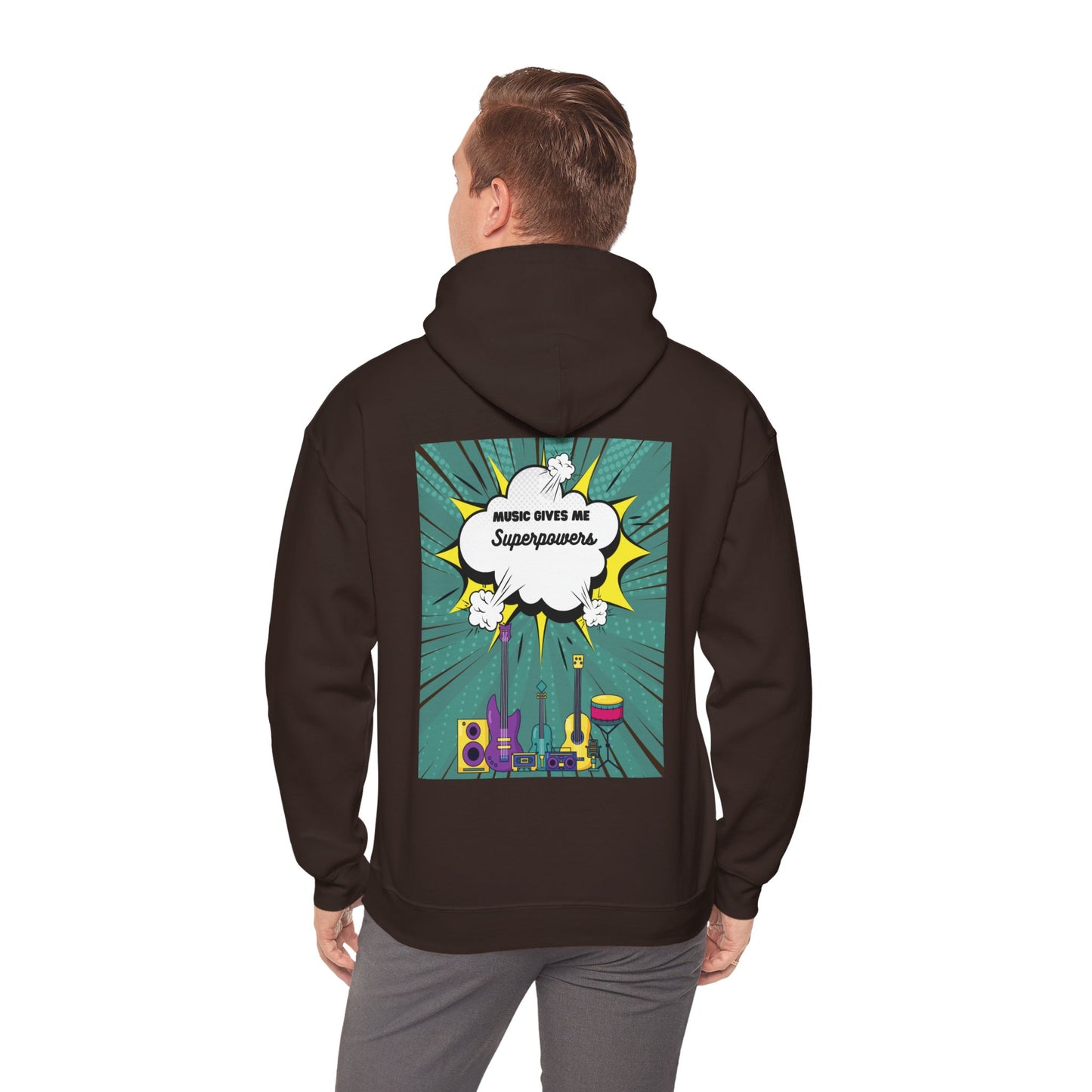 Unisex "Music Gives Me Superpowers" Heavy Blend Hoodie - Bold & Comfortable