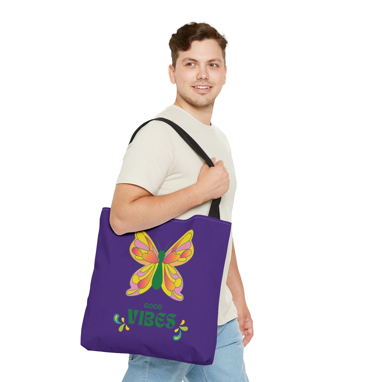 "Good Vibes" Butterfly Tote Bag - Stylish, Durable, Multiple Sizes